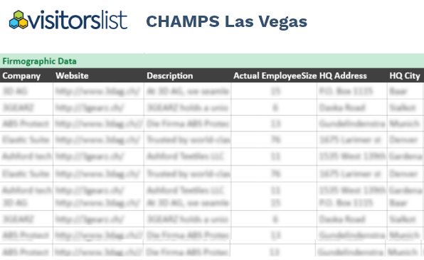 CHAMPS Tread Show Exhibitors Attendees Lists