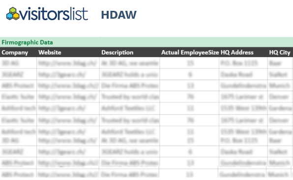 HDAW Exhibitors List & Attendees Lists