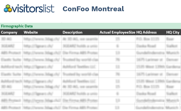 ConFoo Montreal Exhibitors List & Attendees Lists