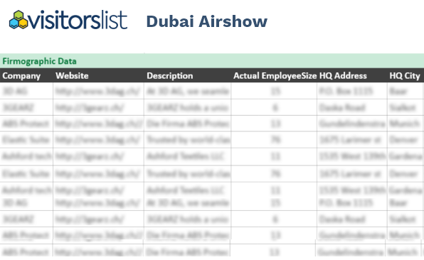 Dubai Airshow Exhibitors List Attendees Lists