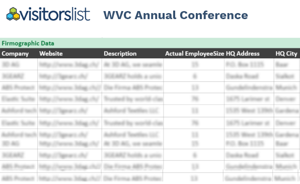 WVC Annual Conference Exhibitors List and Attendees List